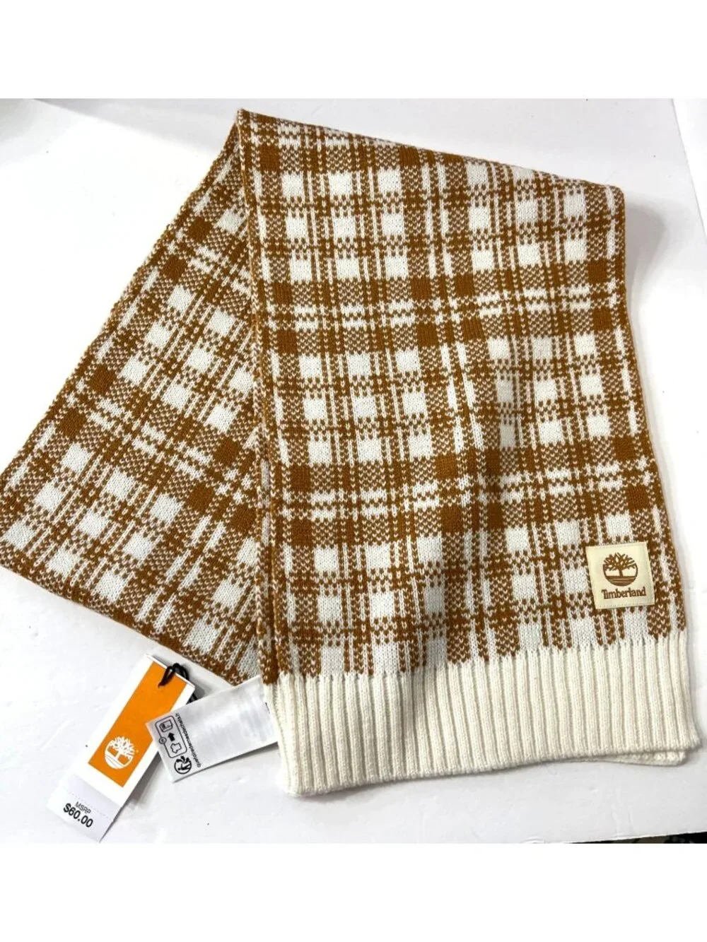 NWT Unisex Timberland Plaid Scarf Rectangle Knit